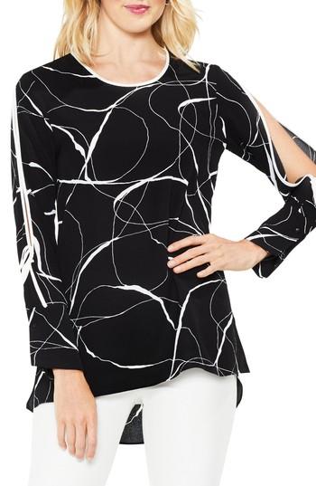 Women's Vince Camuto Ink Split Sleeve Blouse, Size - Black