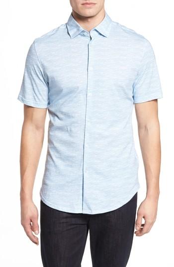 Men's Stone Rose Trim Fit Melange Sport Shirt - White
