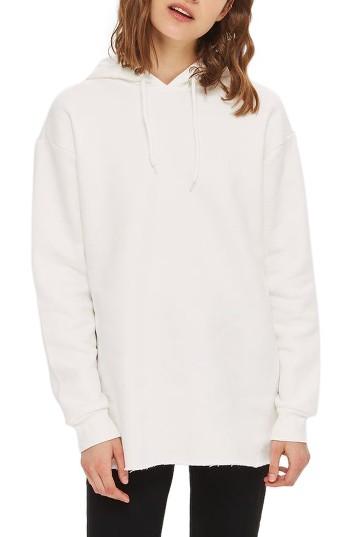 Women's Topshop Longline Hoodie Us (fits Like 0) - White