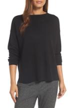 Women's Eileen Fisher Mock Neck Box Wool Sweater - Black