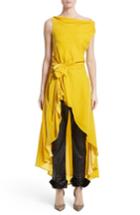 Women's Monse Knotted Velvet High/low Top - Yellow