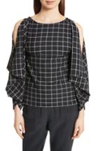 Women's Robert Rodriguez Windowpane Print Cold Shoulder Top - Black