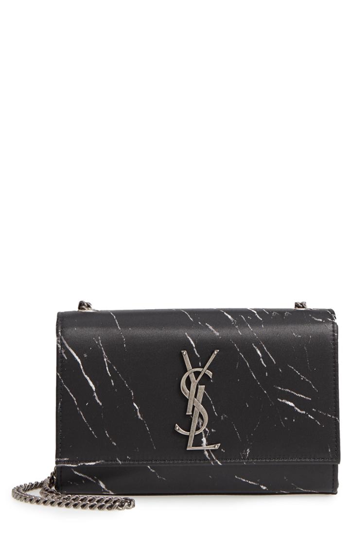 Saint Laurent Small Kate Marbled Satin Crossbody Bag -