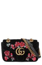Gucci Mini Gg Marmont Matelasse Velvet Shoulder Bag - None
