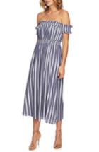 Women's Cece Billie Stripe Off The Shoulder Midi Dress - Blue