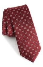 Men's The Tie Bar Junction Geo Silk Skinny Tie, Size - Burgundy