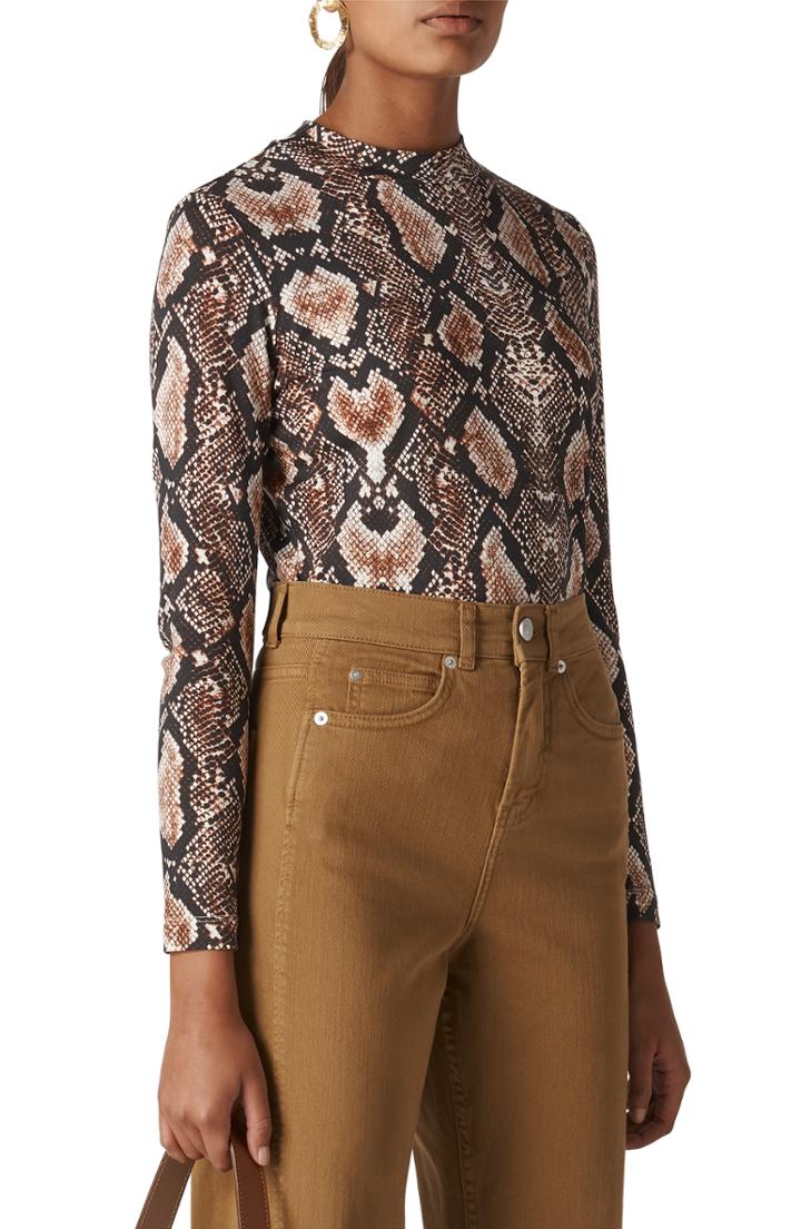 Women's Whistles Snake Print Top Us / 16 Uk - Brown