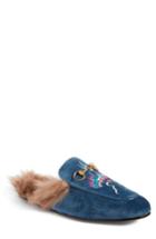 Men's Gucci Princetown Genuine Shearling Lined Mule Loafer Us / 5uk - Blue