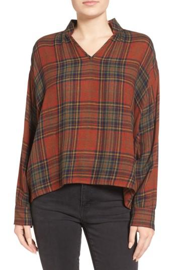Women's Madewell Highroad Plaid Popover Shirt - Orange