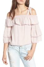 Women's Willow & Clay Lace Trim Cold Shoulder Top - Pink