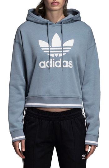 Women's Adidas Active Icons Crop Hoodie - Grey