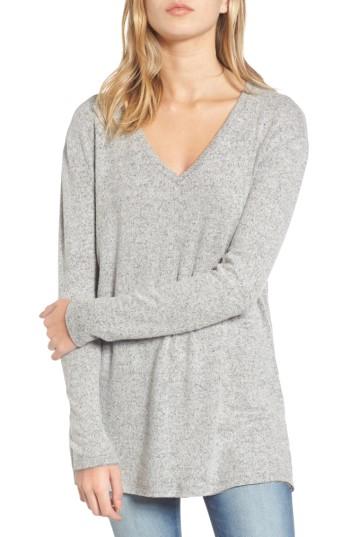Women's Bp. V-neck Long Sleeve Sweater - Grey