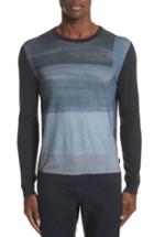 Men's Emporio Armani Crewneck Colorblock Slim Fit Sweater - Blue