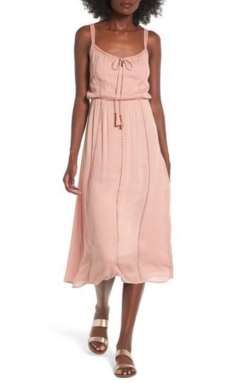 Women's Ladder Trim Midi Dress - Pink