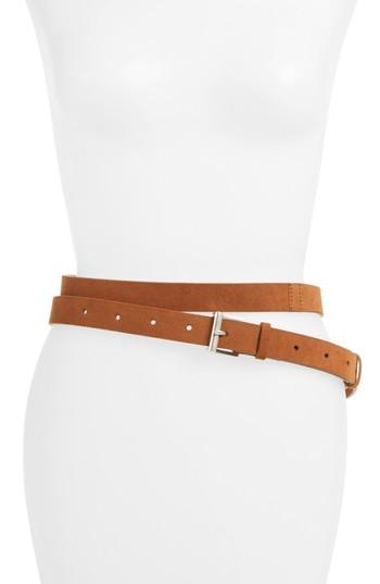 Women's Frame Wraparound Leather Belt - Cognac