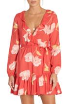 Women's Billabong Ruff Girls Club Wrap Dress - Coral