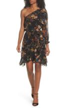 Women's Clover And Sloane Garden Vine One-shoulder Dress - Black