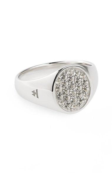 Women's Tom Wood Mini Oval White Topaz Signet Ring