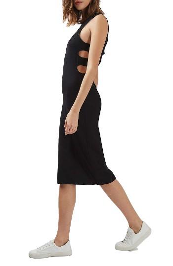 Women's Topshop Cutout Midi Dress Us (fits Like 0) - Black