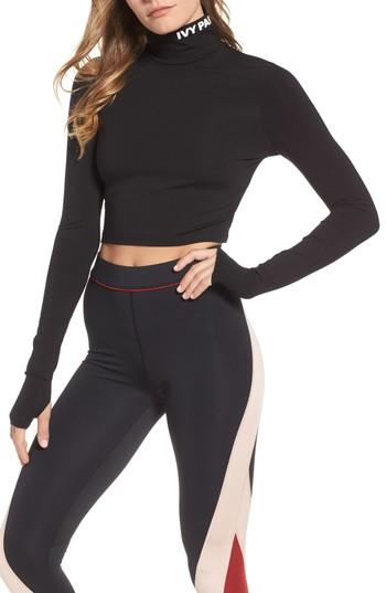 Women's Ivy Park Logo Funnel Neck Backless Crop Top - Black