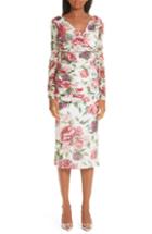 Women's Dolce & Gabbana Peony & Rose Print Stretch Silk Dress Us / 40 It - White