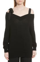 Women's Red Valentino Grosgrain Bow Off The Shoulder Wool Sweater - Black