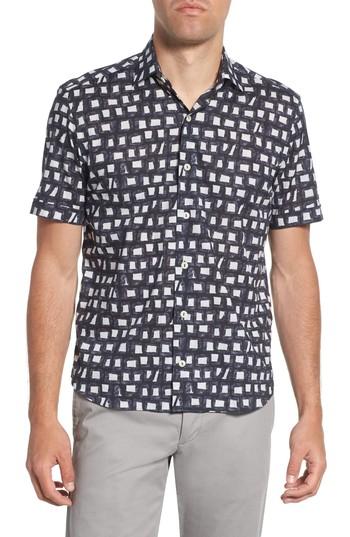 Men's Culturata Trim Fit Print Sport Shirt - Black