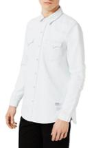 Men's Topman Aaa Collection Bleached Denim Shirt - White