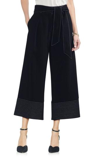Women's Vince Camuto Belted Wide Leg Crop Pants - Black
