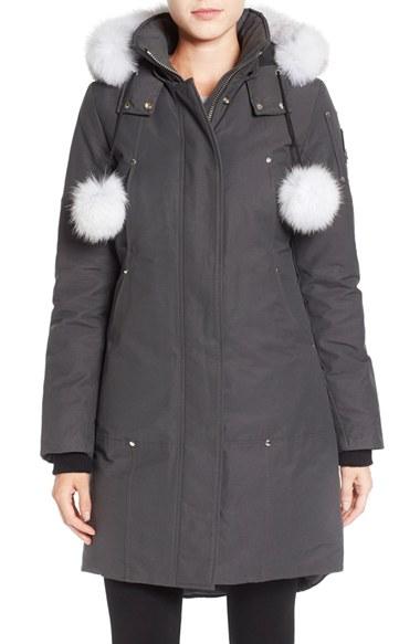 Women's Moose Knuckles 'stirling' Down Parka With Genuine Fox Fur Trim - Black