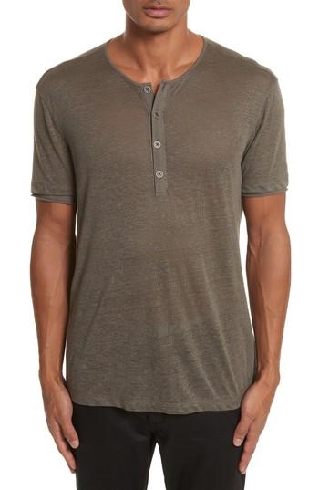 Men's John Varvatos Linen Henley T-shirt - Green