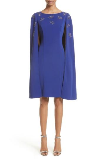Women's St. John Collection Embellished Classic Stretch Cady Cape Dress