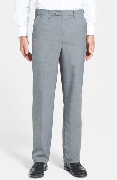 Men's Berle Self Sizer Waist Tropical Weight Flat Front Trousers X 34 - Grey