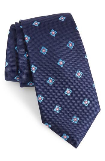 Men's Nordstrom Men's Shop Oxford Medallion Silk Tie, Size - Blue