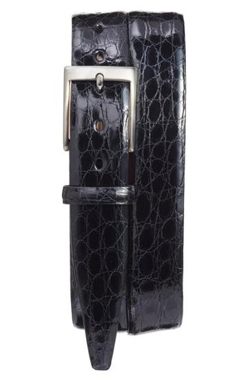Men's Torino Belts Caiman Alligator Leather Belt - Black