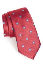 Men's Nordstrom Men's Shop Blake Squares Geometric Silk Tie, Size - Red
