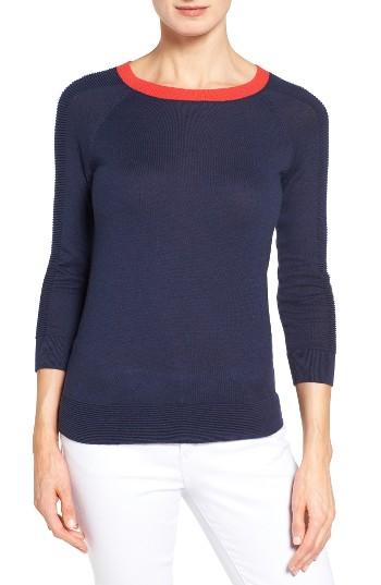 Women's Halogen Cotton Blend Pullover, Size - Blue