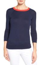 Women's Halogen Cotton Blend Pullover, Size - Blue