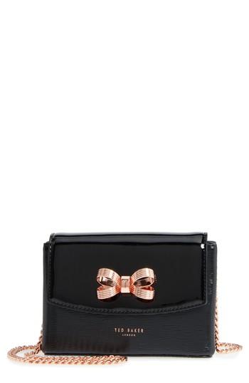 Ted Baker London Loopa Bow Mini Leather Crossbody Bag - Black