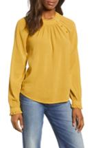 Women's Caslon Textured Cotton Blouse, Size - Yellow