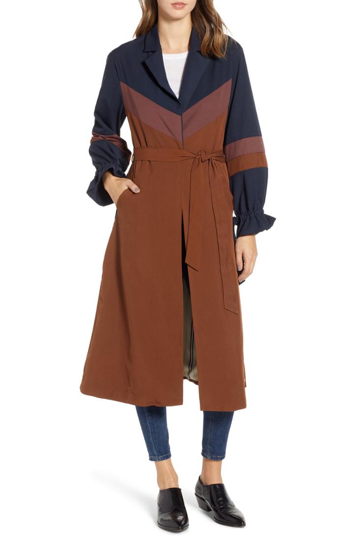 Women's New Friends Colony Colorblock Trench Kimono /small - Brown