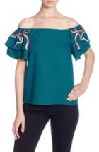 Women's Catherine Catherine Malandrino Ilka Off The Shoulder Top - Green