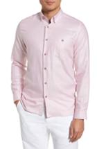 Men's Ted Baker London Linlins Herringbone Cotton & Linen Sport Shirt (3xl) - Pink