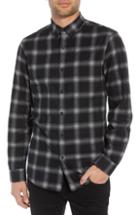Men's Calibrate Slim Fit Mini Collar Plaid Flannel Sport Shirt