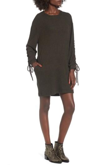 Women's Lace-up Sweater Dress - Green