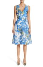 Women's Carolina Herrera Floral Fit & Flare Dress - Blue