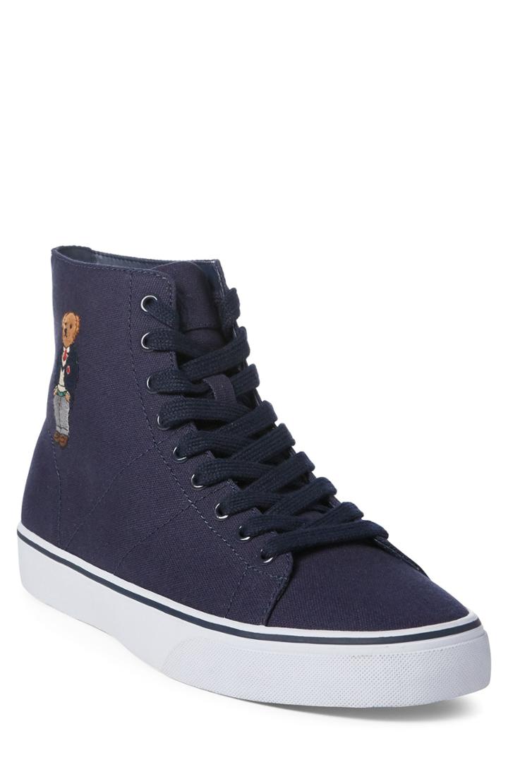 Men's Polo Ralph Lauren Polo Bear High Top Sneaker D - Blue