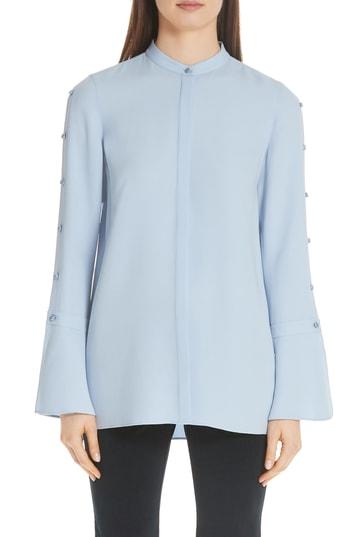 Women's Lafayette 148 New York Nicolette Silk Blouse - Blue
