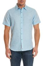 Men's Robert Graham Cyprus Classic Fit Linen & Cotton Sport Shirt, Size - Blue