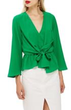 Women's Topshop Tiffany Asymmetrical Blouse Us (fits Like 0) - Green